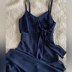 Elegant Navy Blue Striped Jumpsuit